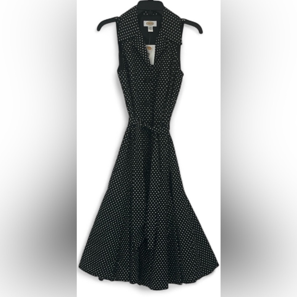 Talbots Black and White Sleeveless Polka Dot Maxi Dress W/Liner Size 4 Women’s